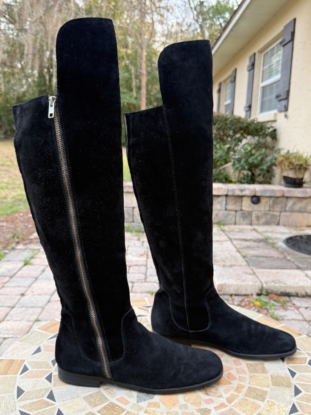 Corso Como over the knee boots black suede riding boots genuine leather 7.5